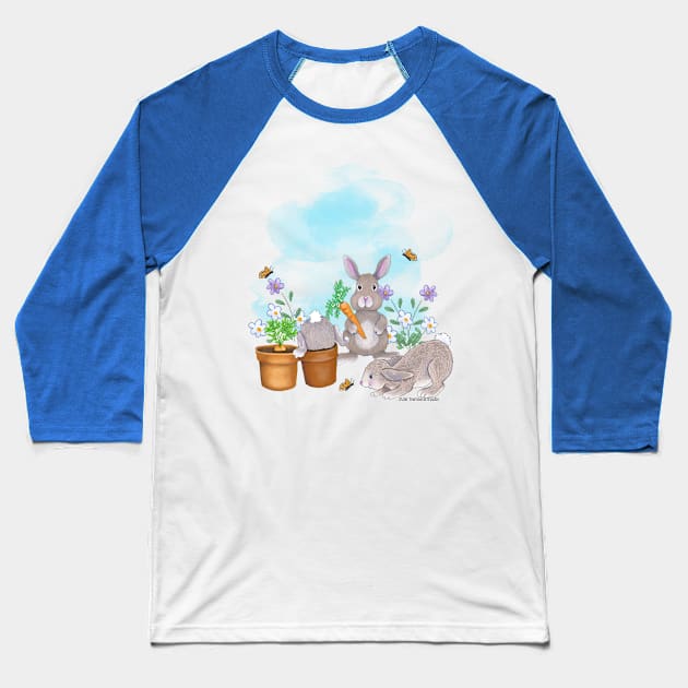 Funny Bunnies Baseball T-Shirt by Julie Townsend Studio